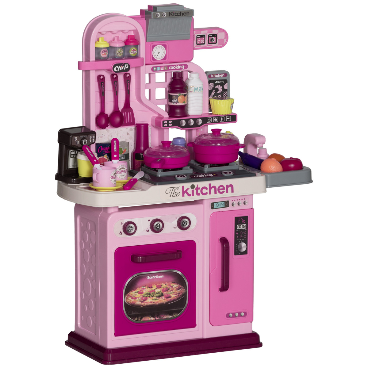 Bobobiy Pink Kids Kitchen With 33 Pieces, Lights, Sounds, Storage, For Ages 3-6 Years, - Image 6