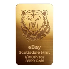 Scottsdale Mint 1/100 oz Gold Bar Grizzly Bear .9999 Gold (eBay Exclusive) #A744