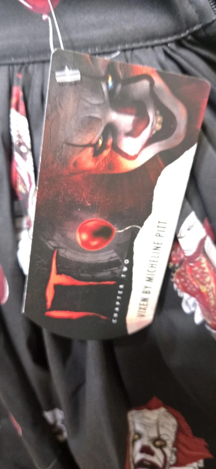Saia Vixen por Micheline Pitt IT Chapter Two Pennywise XS Horror Goth Swing nova com etiquetas - Imagem 3 de 4