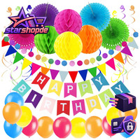 Geburtstagsdekoration Happy Birthday Banner WabenbäLle FäCher Girlande