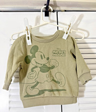 Disney Mickey Mouse Baby Sweatshirt 3-6M Primark Green Pullover Long Sleeve