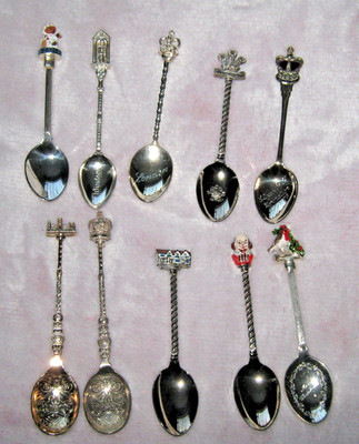 10 Vintage Sammler Löffel - Royalty, Weihnachten, Shakespeare