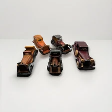 Hand Crafted Wooden Vintage Cars Set Of 5 See Description And Pictures