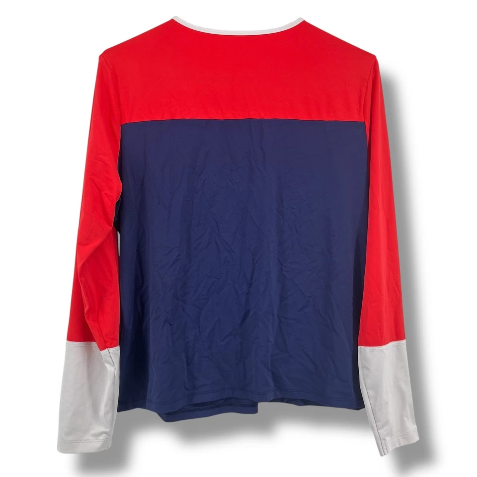 Top de mujer Lands' End colorblock manga larga talla L/P (14-16) rojo blanco azul Foto 3 de 4