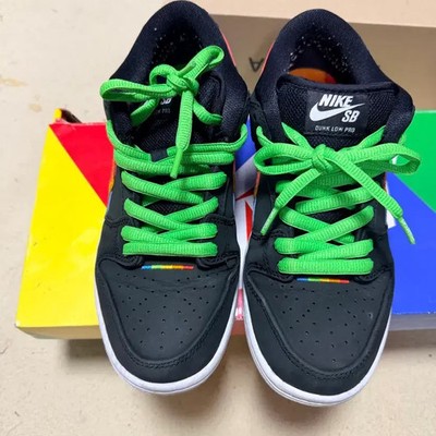 Nike SB Dunk Low Pro Sneakers 245 Men's Black/Green, Lightly Used