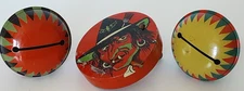3 VINTAGE 1950's T Cohn HALLOWEEN Noise Makers, Witch, Bat, Broom