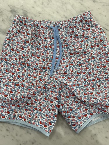 Minnow Boys floral red Blue Navy Swim Shorts Swim Suit Size 11 12