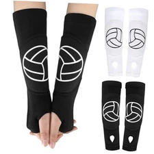  2 Pairs Volleyball Arm Sleeves, Forearm Sleeves with Protection White, Black
