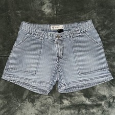 Vintage Hipster Chino Shorts Women's Size 1 Blue White Striped Boho Casual