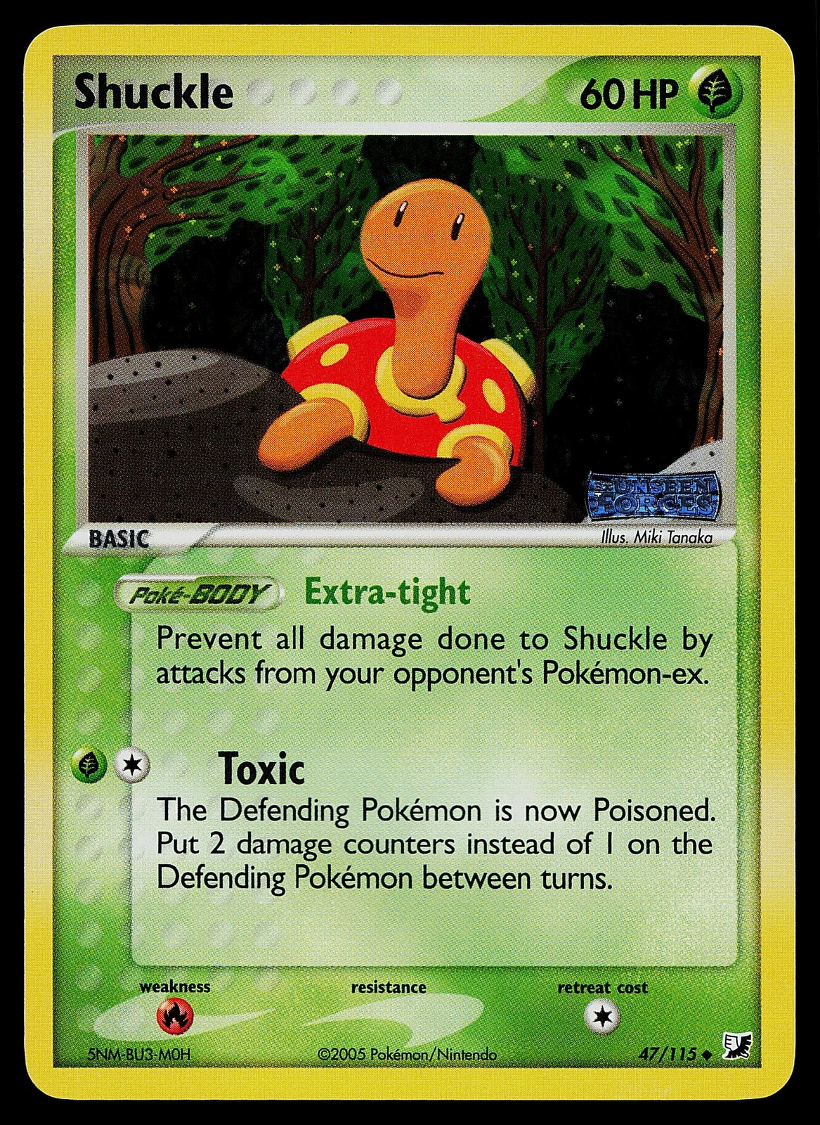 Pokemon Card - Shuckle Unseen Forces 47/115 Reverse Holo Stamped