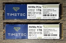 Lot of 2 Timetec MS10 1TB Each NVMe M.2 2280 SSDs Tested Erased