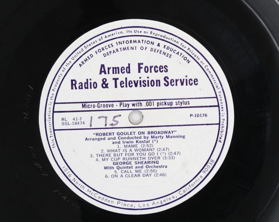 1960s AFRTS Jazz Charles Aznavour George Shearing Armed Forces Transcription LP - Image 3 of 4