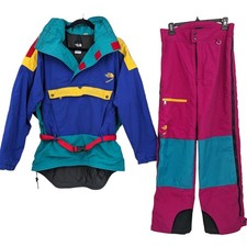 Vintage 1980's NORTH FACE EXTREME Color Block 2-Piece Women's Ski Jacket Pants