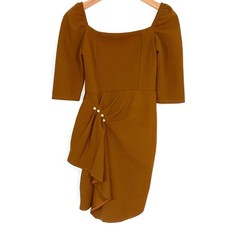 NWT Zara Basic Gathered Pearl Detail Fitted Dress Size Small