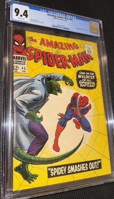 AMAZING SPIDER-MAN #45 CGC 9.4 White Pages, 3rd Lizard - Marvel Comics Feb 1967