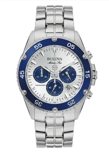 Reloj Bulova 98B423 Marine Star cronógrafo esfera plateada acero inoxidable para hombre - Imagen 1 de 1
