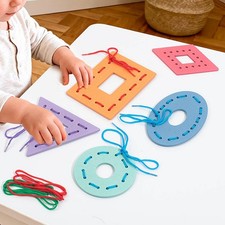Wooden Lacing Toy Kids Threading Panels Toy Durability Professional Early