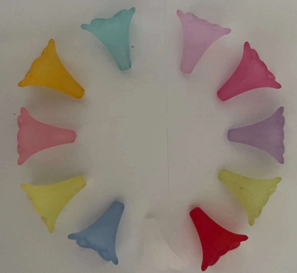 20 x FROSTED LUCITE ACRYLIC TRUMPET FLOWER BEAD GUARDIAN ANGEL 22mm MIXED COLS - Image 2 of 2