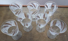 Vintage Set of 7 Gold Edged & Embossed Water Glasses Wheat Pattern Short Stem — photo 3