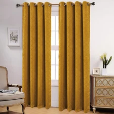 Medici Embossed Room Darkening Grommet Window Panel, Gold, 54x84 Inches