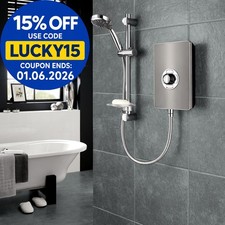 Triton Aspirante 9.5kW Electric Shower Gun Metal Effect 5 Spray ASP09GUNMTL