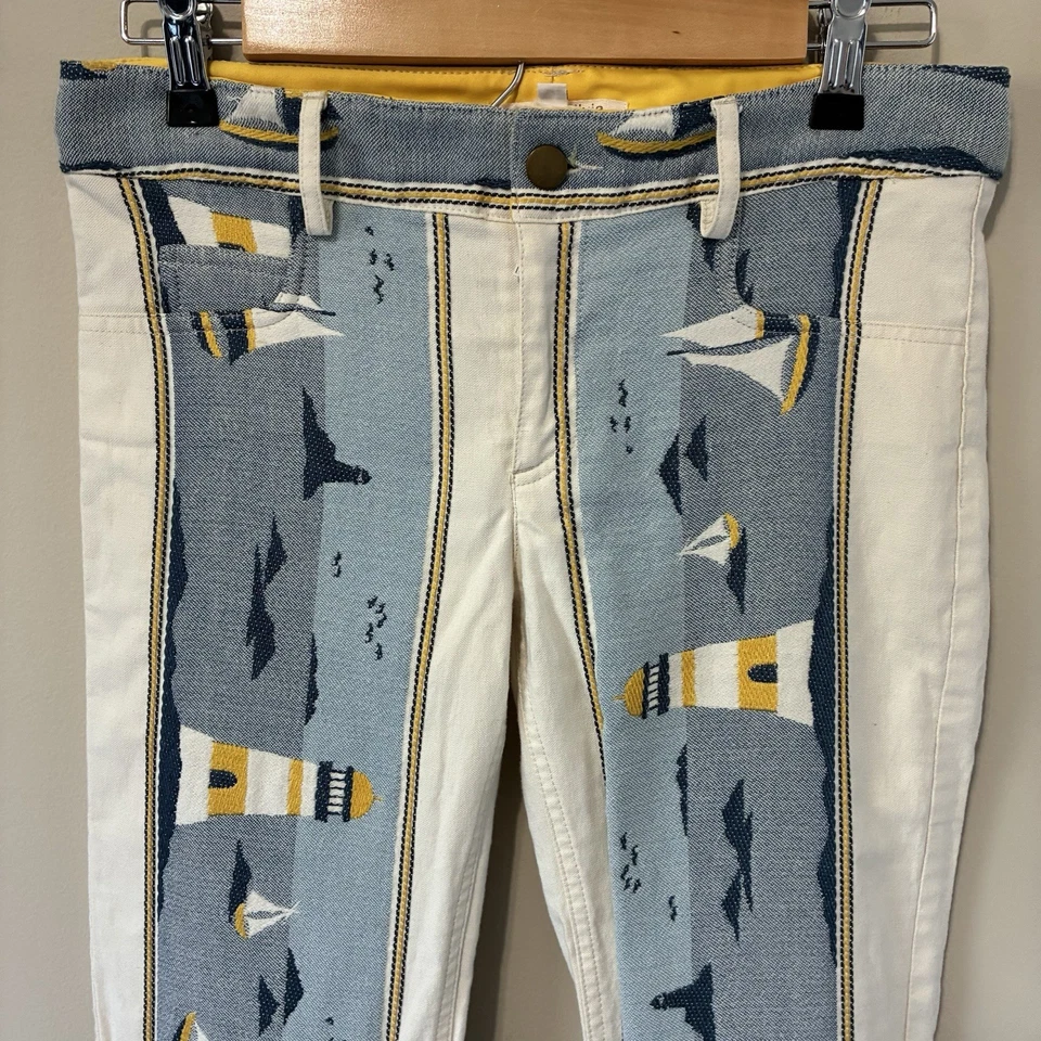 Alice + Olivia Tapestry Panel Flare Pants Coastal Size 4 Rare Designer Boot Cut - Image 3 of 4