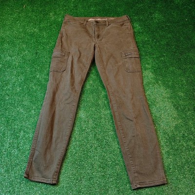 Eddie Bauer Hose Damen 8 Curvy Skinny Cargotaschen Khaki Reißverschluss...