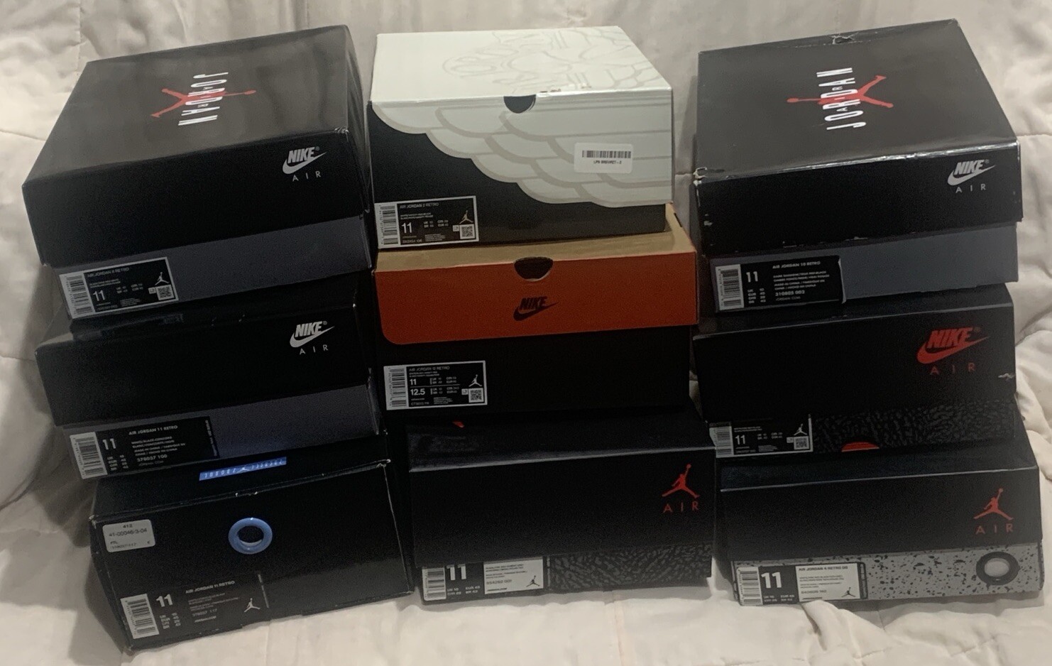 9 Pair Lot Air Jordan Retro DS 2 3 4 8 11 12 Chicago Cement Concord Playoff Fire