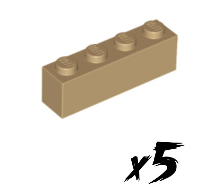 5x LEGO 3010   1x4 Stein   Brick   dunkel beige   Dark Tan