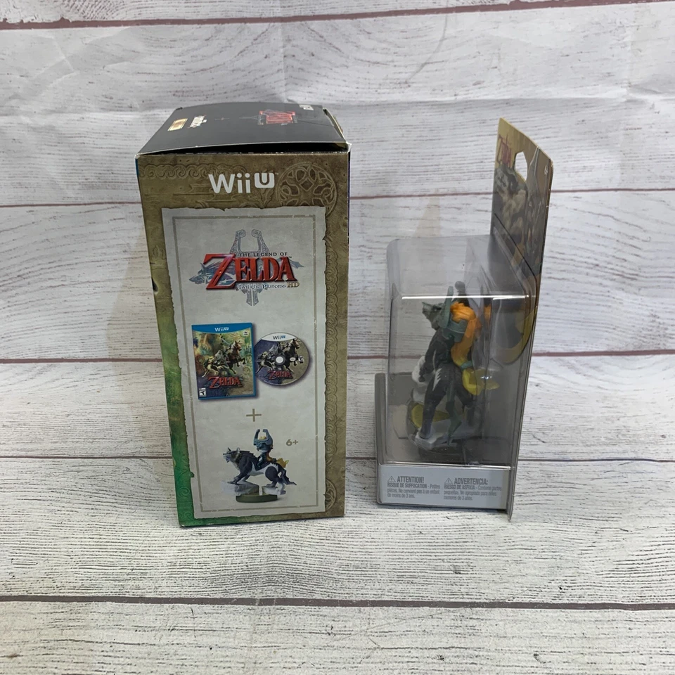 Zelda Twilight Princess 高清 Wii U 外盒和密封 Wolf Link Amiibo(无游戏) — 第 3/4 张图片