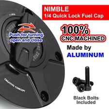 MC MOTOPARTS NIMBLE CNC Fuel Cap - Black/Gold, Quick Lock For Yamaha YZF R6/R1/R3 (1999-2018)