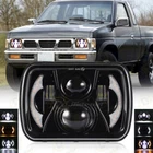 For Nissan D21 Pickup 1986-1994 Black 7x6" LED Headlight Hi-Lo DRL Turn Signal