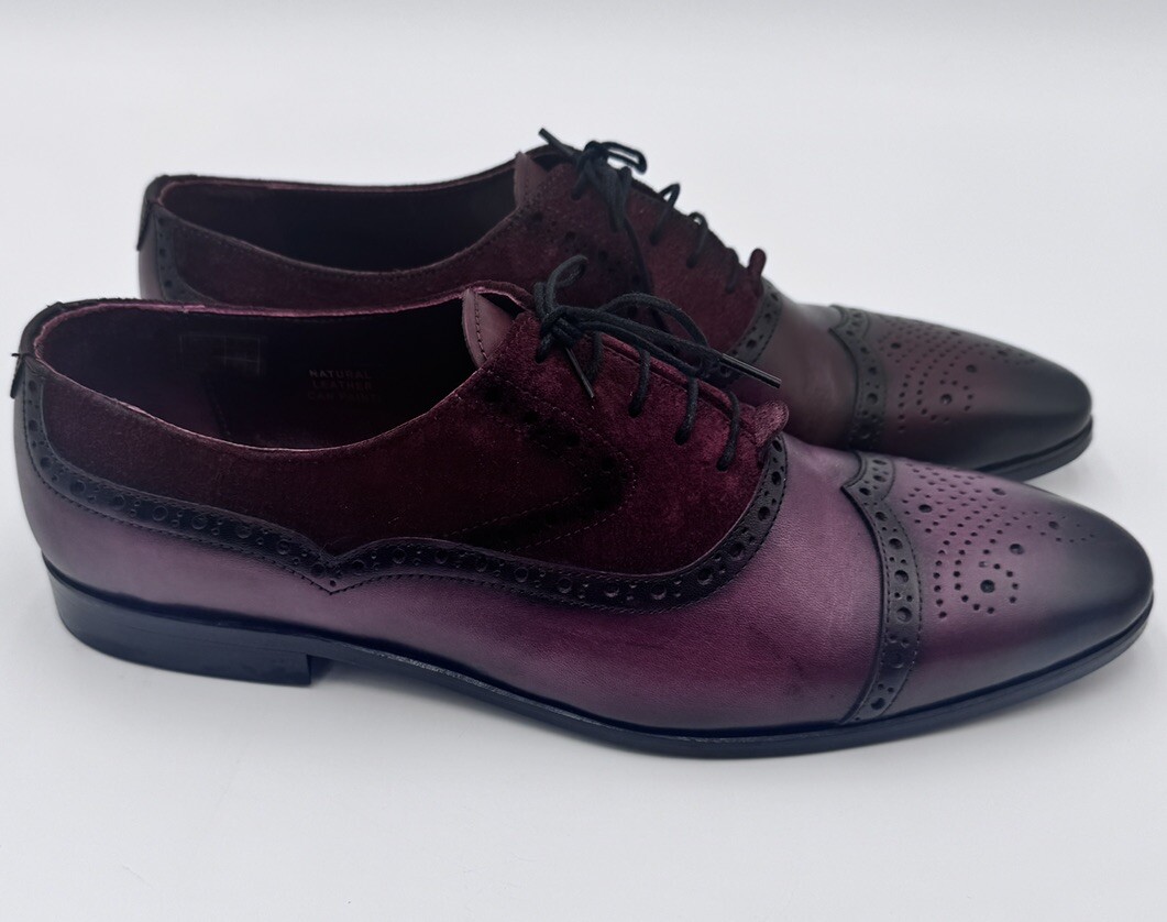 Deckard Mens Leather Shoes Leather Lace Shoes, Burgundy, EUR 44 US 10 View 4
