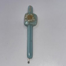 Vintage Lucite Acrylic Embedded Faux Flower Blue Hair Barrette Marked Taiwan