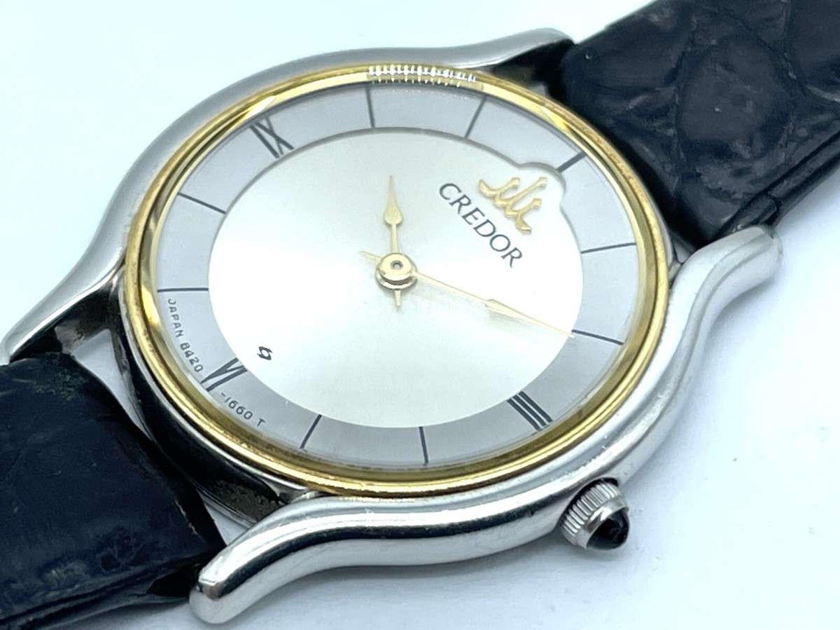 Near MINT SEIKO Credor Quartz Ladies Watch Silver Dial 18KT Gold