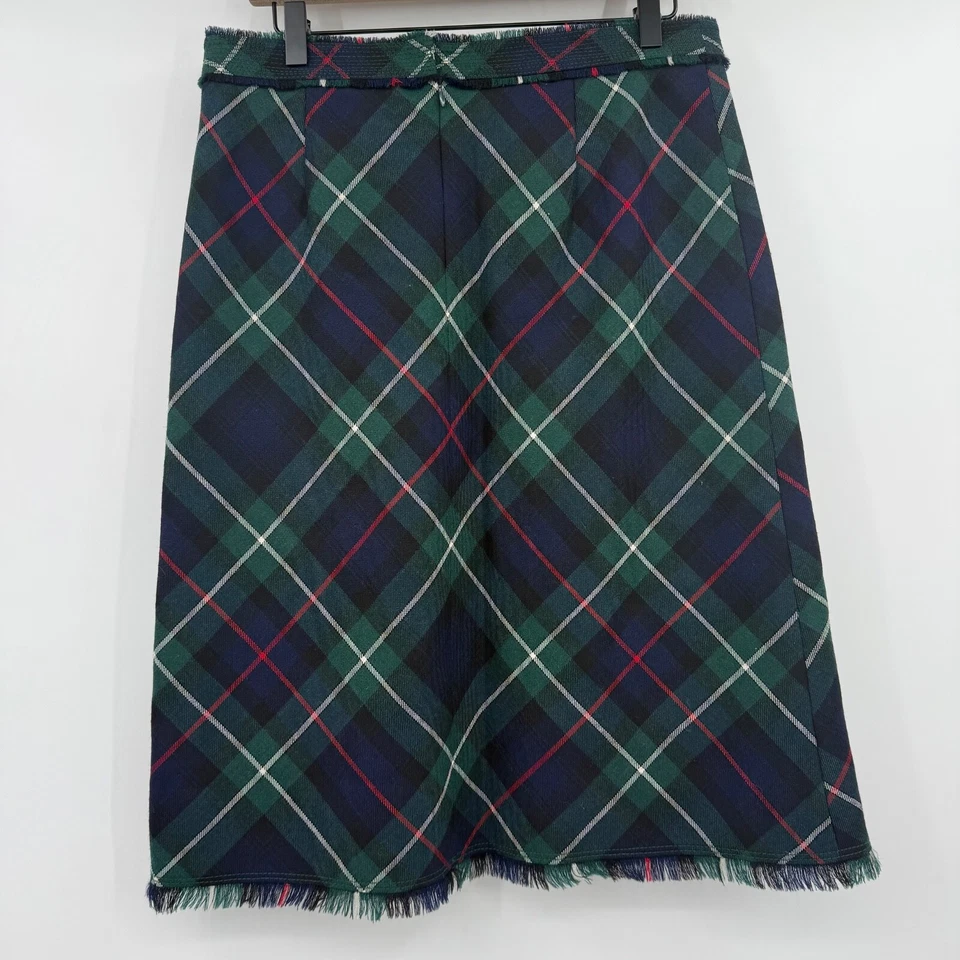 Falda J Crew Mujer 8 Verde Azul Lana a Cuadros Oficina Preppy Academia Escuela Niña Foto 4 de 4