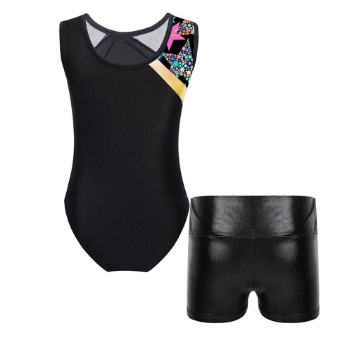 Kids Girl's Leotard And Bottoms Sleeveless Rompers Stage Bodysuit Performance - Picture 18 of 60