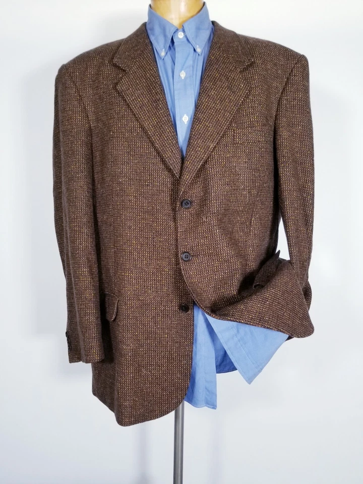 Abrigo Blazer Chaqueta Deportiva Loro Piana Cashmere Suave Tejido Tweed Marrón 46L Foto 2 de 4