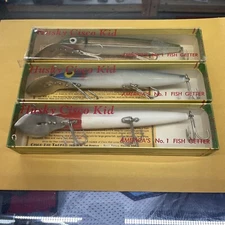 3 Pack of Vintage Husky Cisco Kid Lures (Green/Tan, Red/White, Blue/Silver) NEW!