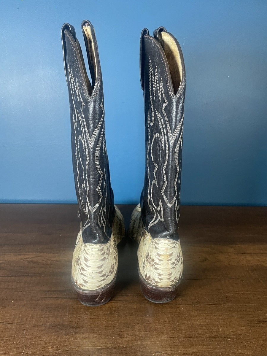 JB Dillon Size 7 Python Cowboy Boots Grey Reserve Snake  display picture 1