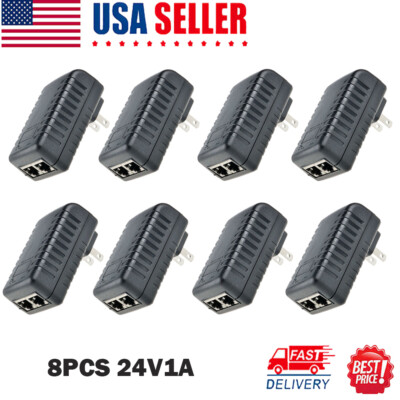 8x POE Injector 24V 1A Wall Plug Ethernet Adapter IP Phone Camera Power Supply