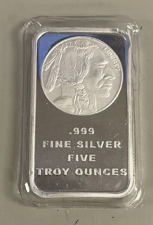 5 oz. Silver Silvertowne Buffalo Bar .999 Fine Silver