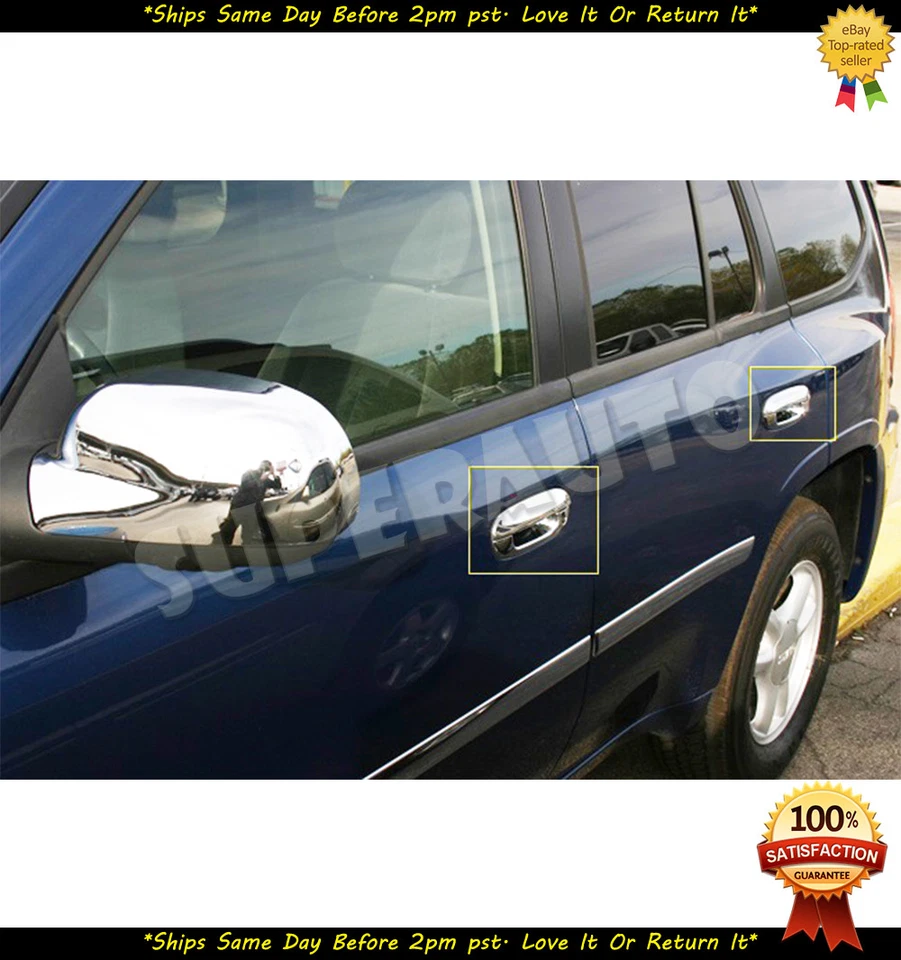 4DR CHROME HANDLE COVERS FOR TRAIBLAZER+ENVOY+CTS+DTS+DEVILLE+RAINIER NO PSG KH - Image 2 of 2