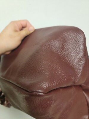 Palo Rosa Genuine Pebbled Leather Red Wine Drawstring  display picture 2