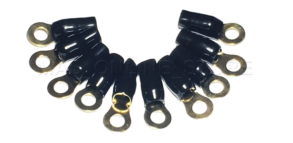 8 Gauge Ring Terminal 10 Pack 8 AWG WIRE Crimp Cable - BLACK Boots- 5/16 - Image 3 of 4