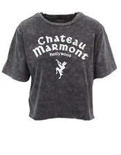 CHATEAU HOOLYWOOD VINTAGE WASH RAW HEM CROP WOMENS T SHIRT