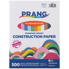 Prang P6555 Construction Paper, 10 Assorted Colors, 9" x 12", 500 Sheets
