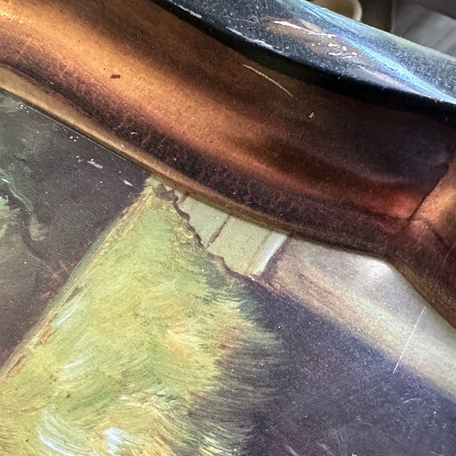 VINTAGE KIRKLAND ROOSTER TIN METAL WAVY RECTANGULAR LARGE SERVING