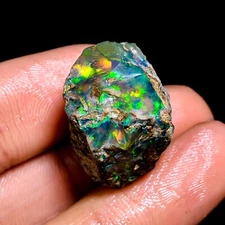 Ethiopian fire opal rough, black opal raw, fire opal rough gemstone 28Ct 20x19mm