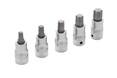 Blue Spot Set 5 Stück 1/2 Antrieb Torx Bit T45, T50, T55, T60 T70 Set in EVA Schaumstoff